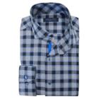 Men's Andrew Fezza Slim-fit Comfort Flex Collar Dress Shirt, Size: 17.5, Blue Other