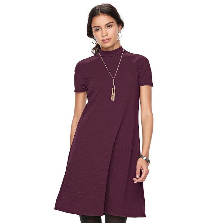 Women's Elle&trade; Mockneck Shift Dress, Size: Medium, Red