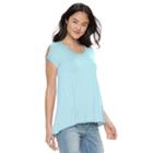 Juniors' So&reg; Twist Cold Shoulder Tee, Girl's, Size: Large, Turquoise/blue (turq/aqua)