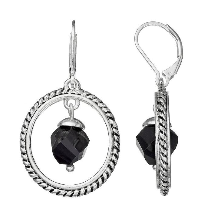 Napier Black Faceted Bead Nickel Free Orbital Drop Earrings, Women's