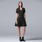 Women's Simply Vera Vera Wang Embroidered Fit & Flare Dress, Size: Xs, Black