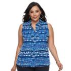 Plus Size Apt. 9&reg; Button-front Tank, Women's, Size: 3xl, Blue