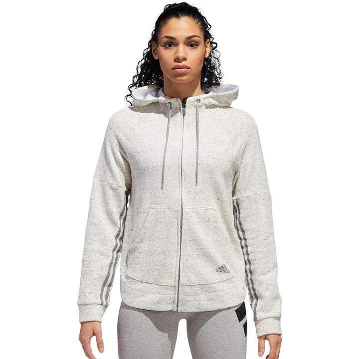 Women's Adidas Sport 2 Street Full-zip Hoodie, Size: Medium, White