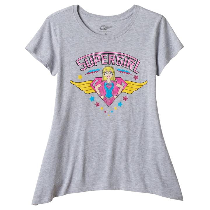 Girls Plus Size Dc Comics Super Hero Girls Supergirl Sharkbite Hem Graphic Tee, Size: Xxl Plus, Med Grey