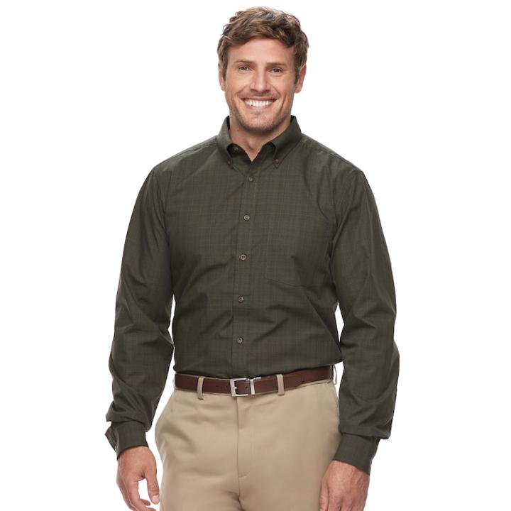 Big & Tall Haggar Weekender Classic-fit Woven Button-down Shirt, Men's, Size: 4xb, Med Green