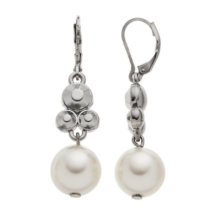 Simply Vera Vera Wang Simulated Pearl Nickel Free Drop Earrings, Women's, White