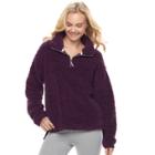 Juniors' So&reg; Perfectly Soft Sherpa Sweatshirt, Teens, Size: Medium, Drk Purple