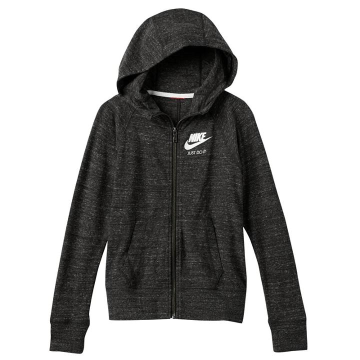 Girls 7-16 Nike Just Do It Marled Nep Raglan Zip-up Hoodie, Girl's, Size: Large, Grey (charcoal)