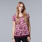 Women's Simply Vera Vera Wang Crinkle Tee, Size: Xs, Dark Pink