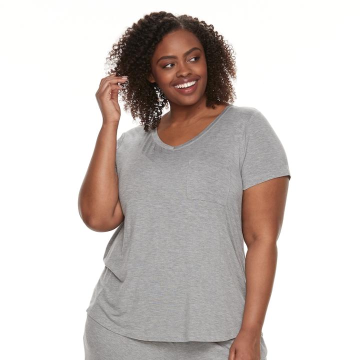 Plus Size Sonoma Goods For Life&trade; Essential V-neck Tee, Women's, Size: 3xl, Med Grey