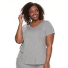 Plus Size Sonoma Goods For Life&trade; Essential V-neck Tee, Women's, Size: 3xl, Med Grey