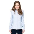 Lee Uniforms Juniors' Long Sleeve Stretch Oxford Top, Girl's, Size: Large, Blue