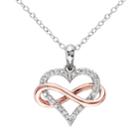 Stella Grace Two Tone Sterling Silver Diamond Accent Infinity Heart Pendant Necklace, Women's, Size: 18, White