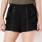 Women's Lc Lauren Conrad Ruffle Stud Soft Shorts, Size: Large, Black