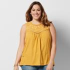 Plus Size Sonoma Goods For Life&trade; Split Eyelet Top, Women's, Size: 3xl, Drk Yellow