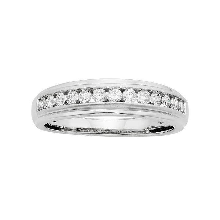Men's 14k White Gold Igl Certified 1/2 Carat T.w. Diamond Wedding Band, Size: 11.50