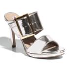 2 Lips Too Too Glaze Women's High Heel Mules, Size: Medium (7.5), Silver