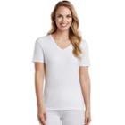 Women's Cuddl Duds Softwear Lace Trim Tee, Size: Small, White