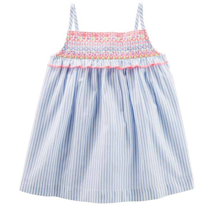 Baby Girl Oshkosh B'gosh&reg; Ruffled Yoke Tank Top, Size: 12-18 Month, Blue (wash)
