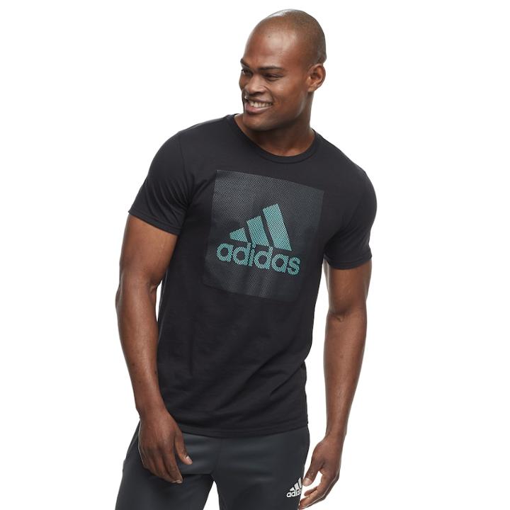 Men's Adidas Mesh Logo Tee, Size: Medium, Black