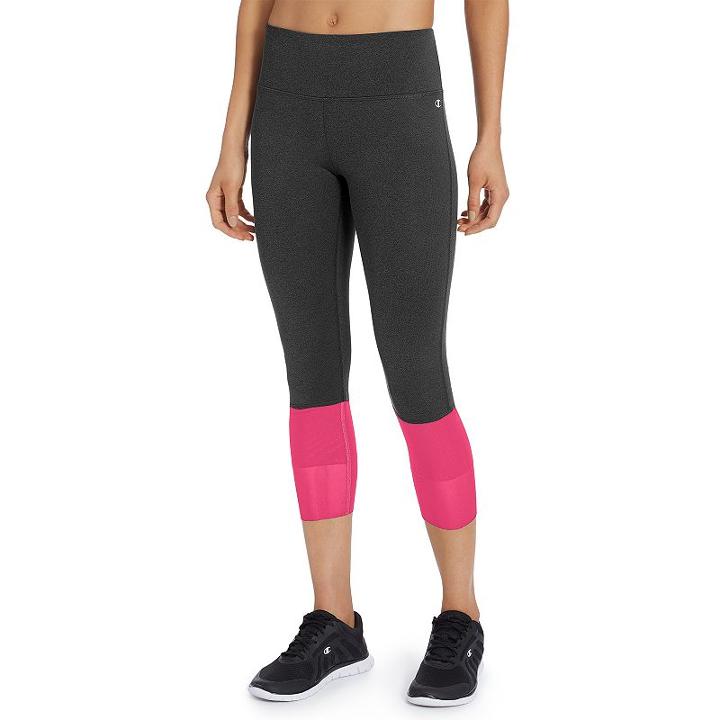 Women's Champion Mesh Insert Capris, Size: Medium, Dark Grey
