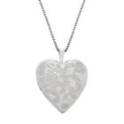 Sterling Silver Floral Engraved Locket Necklace, Women's