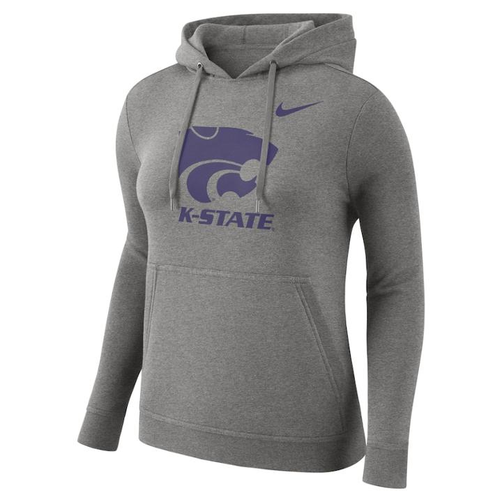 Women's Nike Kansas State Wildcats Fleece Hoodie, Size: Xxl, Grey