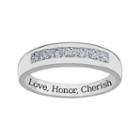 Sweet Sentiments Sterling Silver Cubic Zirconia Wedding Band - Men, Size: 8, White