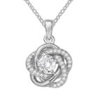 The Silver Lining Cubic Zirconia Silver Tone Love Knot Pendant, Women's, Size: 18, White