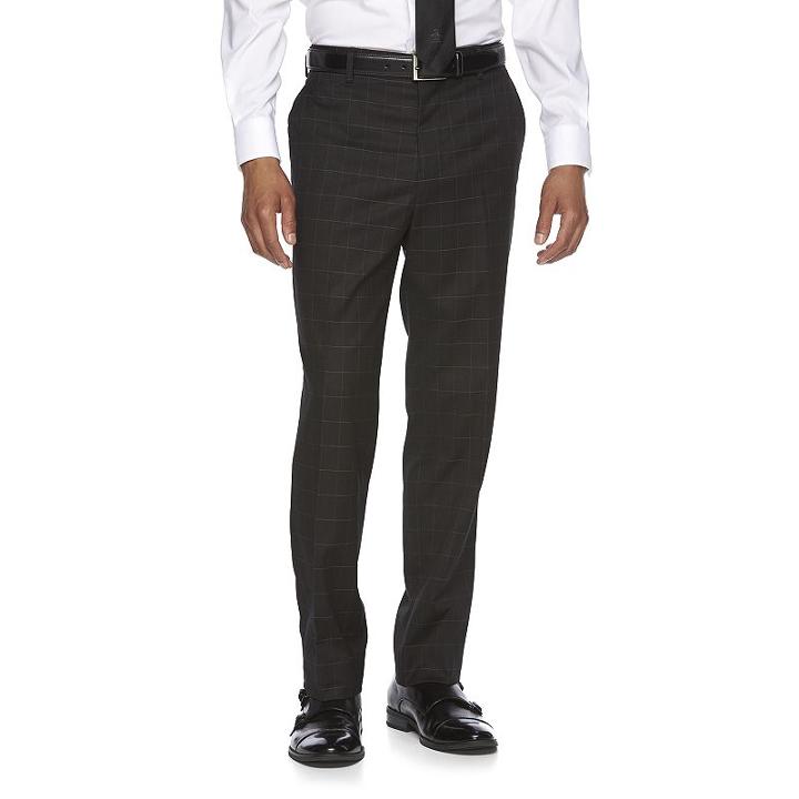 Men's Wd. Ny Slim-fit Windowpane Flat-front Suit Pants, Size: 30x32, Oxford
