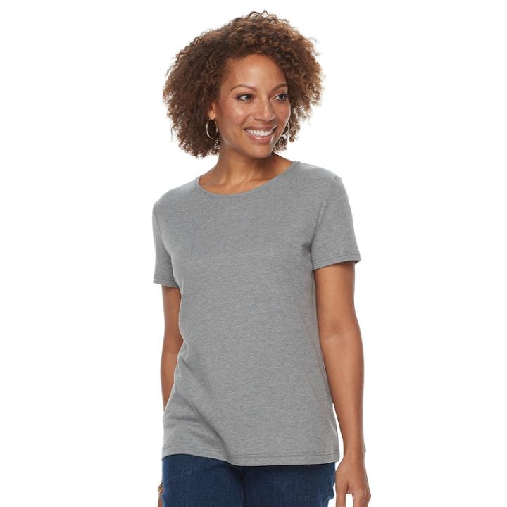 Women's Croft & Barrow&reg; Essential Crewneck Tee, Size: Small, Med Grey