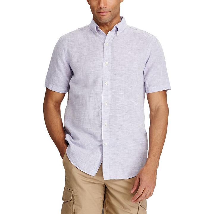 Men's Chaps Classic-fit Linen-blend Button-down Shirt, Size: Large, Purple