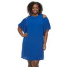 Plus Size Suite 7 Cutout-shoulder Shift Dress, Women's, Size: 16 W, Blue