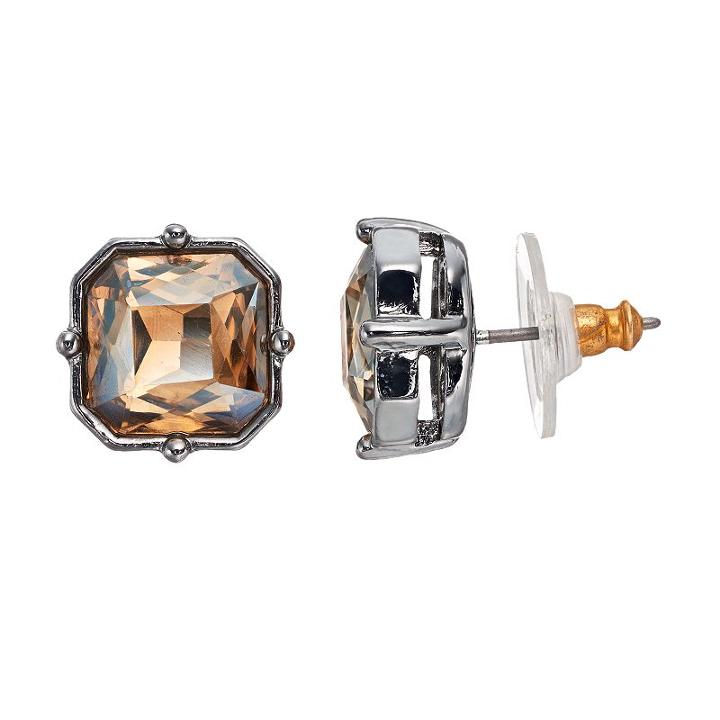 Simply Vera Vera Wang Nickel Free Simulated Crystal Square Stud Earrings, Women's, Brown Oth