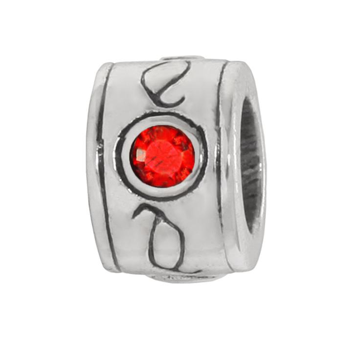 Individuality Beads Sterling Silver Crystal Scroll Round Bead, Women's, Red