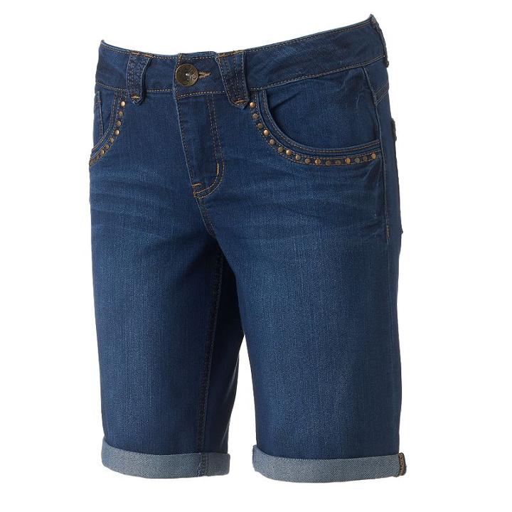 Women's Artisan Crafted By Democracy Slimming Bermuda Jean Shorts, Size: 14, Med Blue