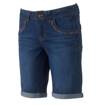 Women's Artisan Crafted By Democracy Slimming Bermuda Jean Shorts, Size: 14, Med Blue