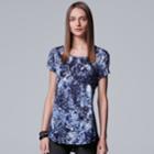 Women's Simply Vera Vera Wang Print Scoopneck Tee, Size: Large, Dark Blue