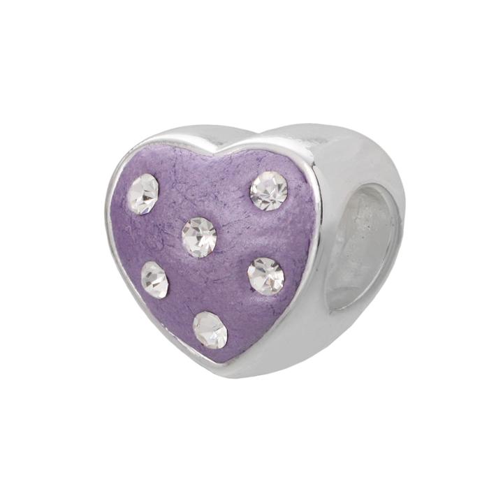 Individuality Beads Sterling Silver Crystal Heart Bead, Women's, Purple