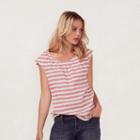 Women's Lc Lauren Conrad Striped Pleated Tee, Size: Medium, Med Red