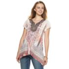 Women's World Unity Crochet Shark-bite Hem Top, Size: Medium, Pink