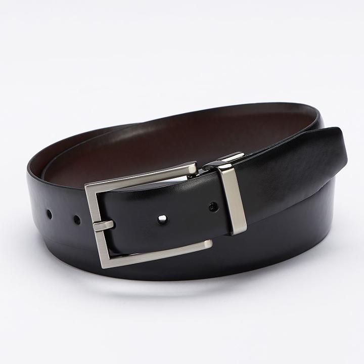 Apt. 9&reg; Saffiano Calf Grain Reversible Dress Belt - Men, Size: 38, Black