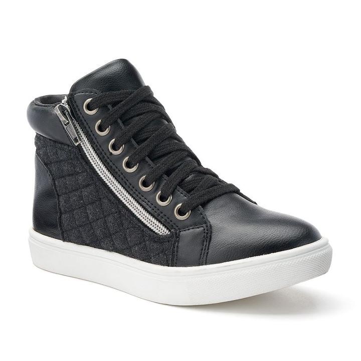 Candie's&reg; Girls' Quilted High-top Sneakers, Girl's, Size: 4, Black