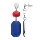 Red, White & Blue Nickel Free Rectangular Drop Earrings, Women's, Multicolor