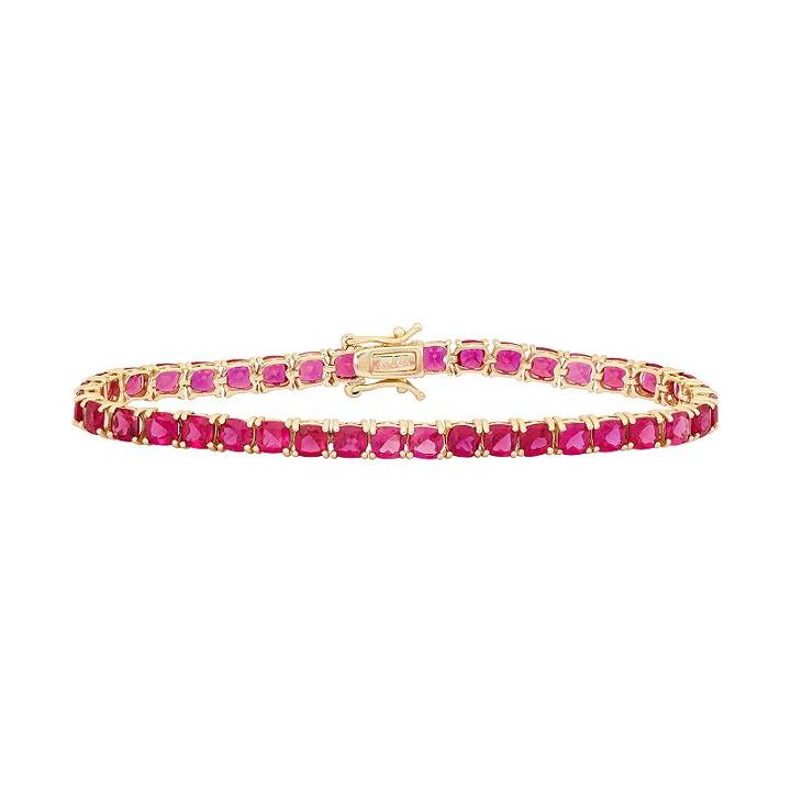 14k Gold Over Silver Lab-created Ruby Tennis Bracelet, Women's, Size: 7.25, Red