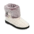 Women's Dearfoams Cable Knit Boot With Plush Cuff, Size: Small, White Oth