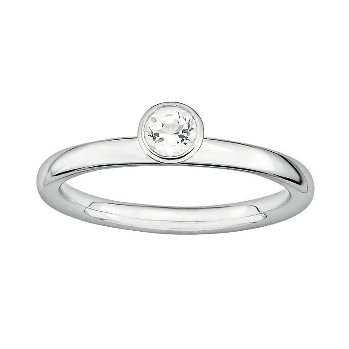 Stacks And Stones Sterling Silver White Topaz Stack Ring, Women's, Size: 10, Grey