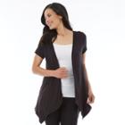 Women's Ab Studio Crochet Back Cardigan, Size: Medium, Black