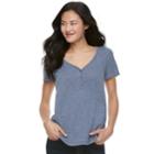 Juniors' So&reg; Solid Henley Tee, Teens, Size: Small, Dark Blue