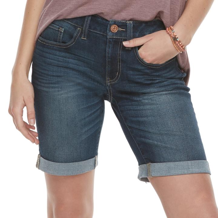 Juniors' So&reg; Low-rise Bermuda Shorts, Teens, Size: 9, Dark Blue